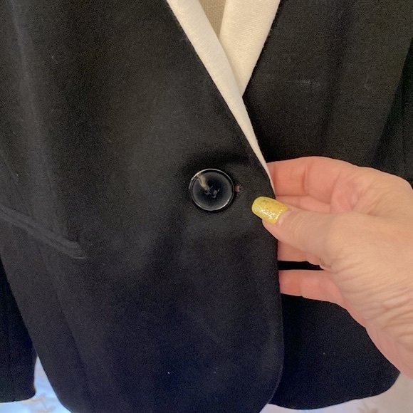 INC international concepts black & Ivory woman’s blazer fully lined knit plus - Picture 4 of 14